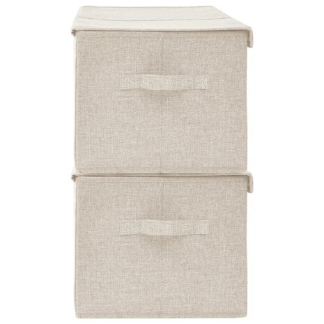 Opbergboxen 2 st 50x30x25 cm stof crèmekleurig 5