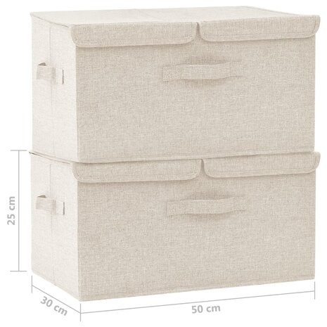 Opbergboxen 2 st 50x30x25 cm stof crèmekleurig 11