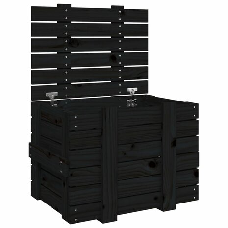 Opbergbox 58x40,5x42 cm massief grenenhout zwart 2