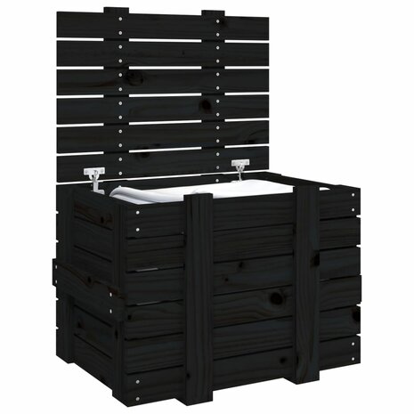 Opbergbox 58x40,5x42 cm massief grenenhout zwart 5