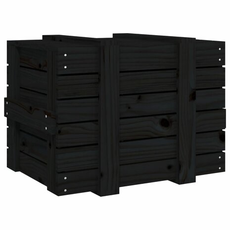 Opbergbox 58x40,5x42 cm massief grenenhout zwart 6