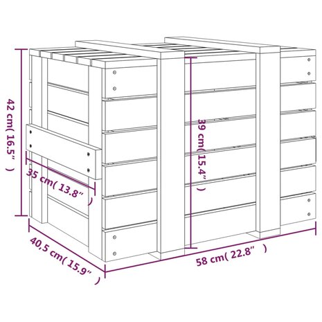 Opbergbox 58x40,5x42 cm massief grenenhout zwart 11
