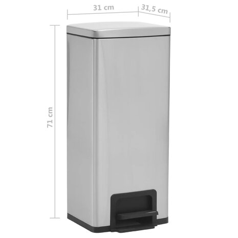 Pedaalemmer met anti-vingerafdruk 30 L RVS zilverkleurig 11