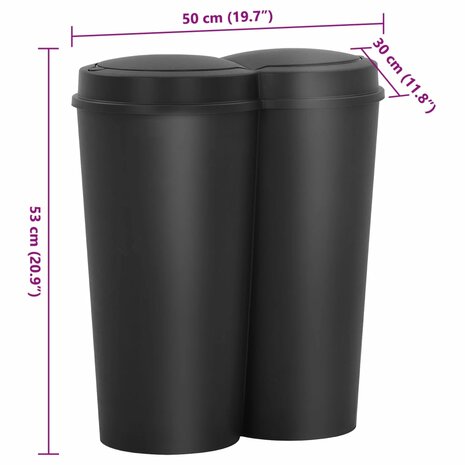 Prullenbak dubbel 50 L zwart 9