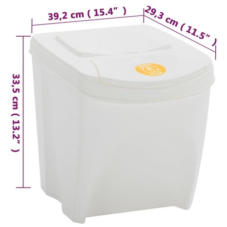 Vuilnisbakken 3 st stapelbaar 75 L polypropeen wit 9