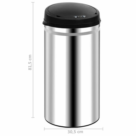 Prullenbak met automatische sensor 50 L roestvrij staal 8