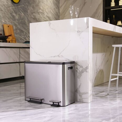 EKO Pedaalemmer EcoCasa 30+15 L matzilverkleurig 10