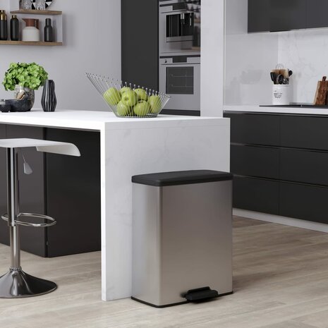 Curver Pedaalemmer Deco rechthoekig 65 L zilverkleurig 1