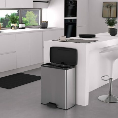 Curver Pedaalemmer Deco rechthoekig 65 L zilverkleurig 6