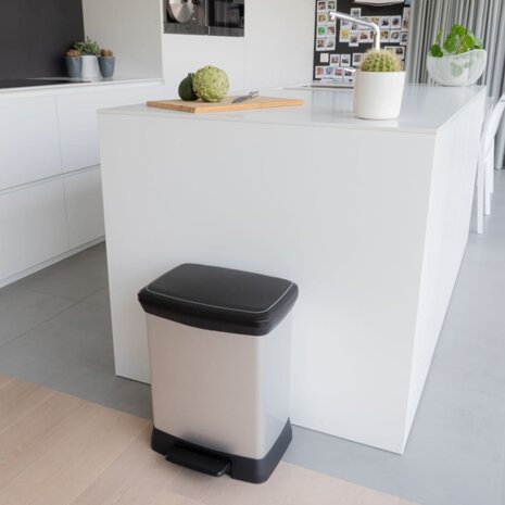 Curver Pedaalemmer Deco rechthoekig 30 L zilverkleurig 9