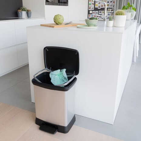 Curver Pedaalemmer Deco rechthoekig 30 L zilverkleurig 10