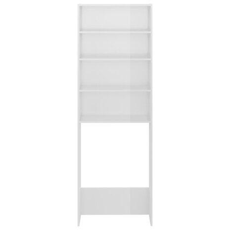 Wasmachinekast 64x24x190 cm hoogglans wit 3