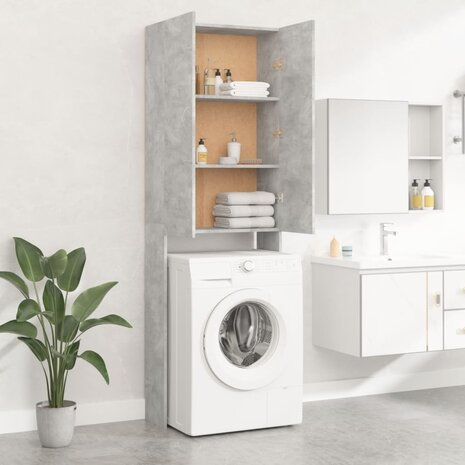 Wasmachinekast 64x25,5x190 cm betongrijs 7
