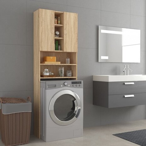 Wasmachinekast 64x25,5x190 cm sonoma eikenkleurig 1
