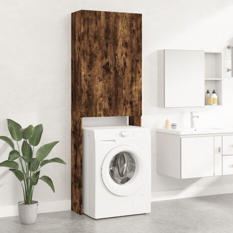 Wasmachinekast 64x25,5x190 cm gerookt eikenkleurig 1