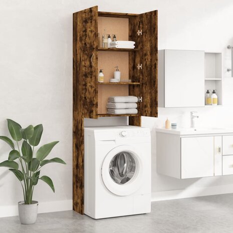 Wasmachinekast 64x25,5x190 cm gerookt eikenkleurig 3