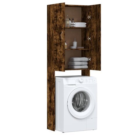 Wasmachinekast 64x25,5x190 cm gerookt eikenkleurig 5