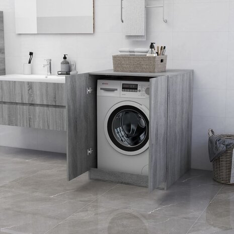 Wasmachinekast 71x71,5x91,5 cm grijs sonoma eikenkleurig 3