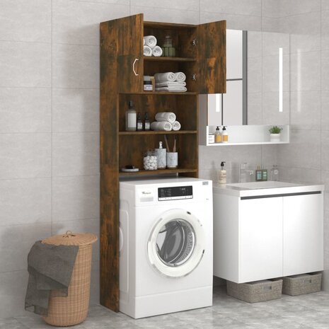 Wasmachinekast 64x25,5x190 cm gerookt eikenkleurig 7