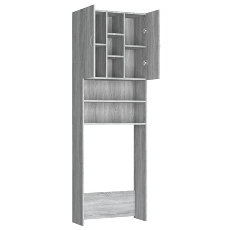 Wasmachinekast 64x25,5x190 cm grijs sonoma eikenkleurig 7