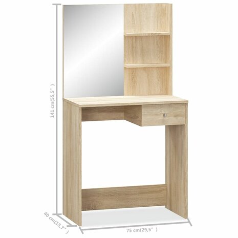 Kaptafel 75x40x141 cm bewerkt hout eikenkleurig 5
