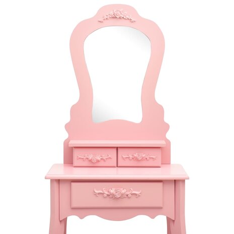 Kaptafelset met kruk 50x59x136 cm paulowniahout roze 6