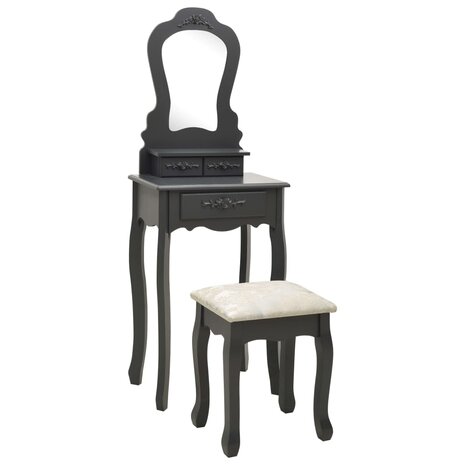 Kaptafelset met kruk 50x59x136 cm paulowniahout grijs 1