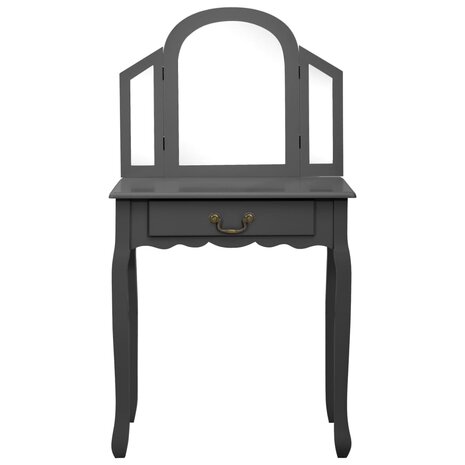 Kaptafel met kruk 65x36x128 cm paulowniahout MDF grijs 3