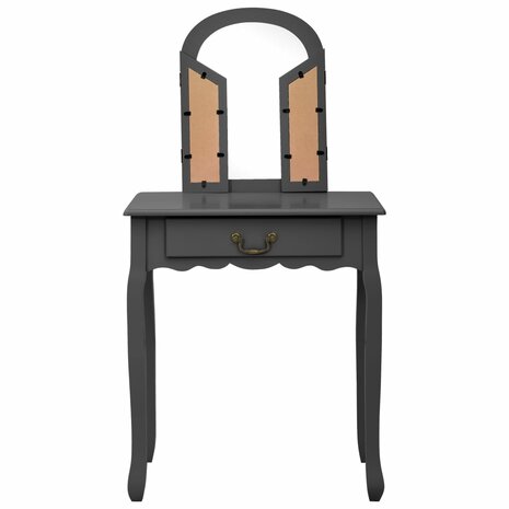 Kaptafel met kruk 65x36x128 cm paulowniahout MDF grijs 4