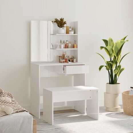 Kaptafelset 74,5x40x141 cm hoogglans wit 1