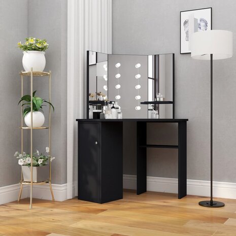 Hoekkaptafel met LED 111x54x141,5 cm zwart 1