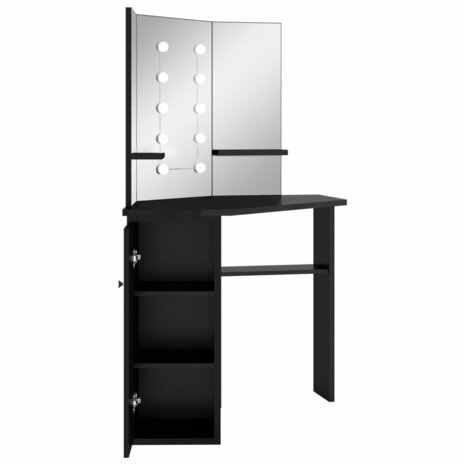 Hoekkaptafel met LED 111x54x141,5 cm zwart 6