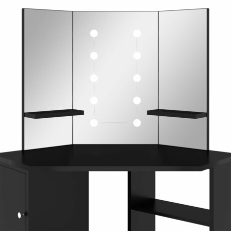 Hoekkaptafel met LED 111x54x141,5 cm zwart 7
