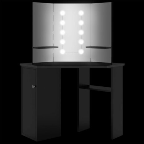 Hoekkaptafel met LED 111x54x141,5 cm zwart 11