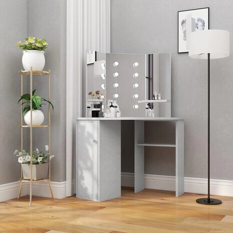Hoekkaptafel met LED 111x54x141,5 cm betongrijs 1