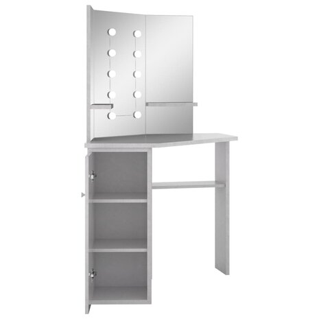 Hoekkaptafel met LED 111x54x141,5 cm betongrijs 6