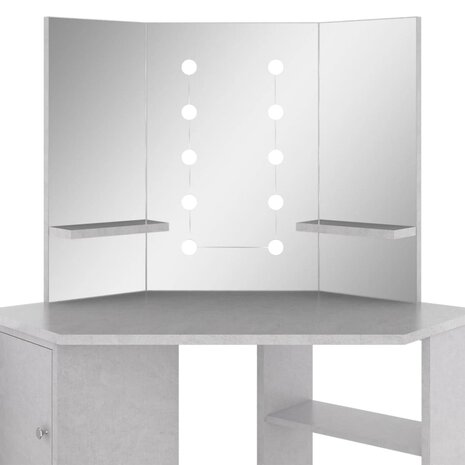 Hoekkaptafel met LED 111x54x141,5 cm betongrijs 7