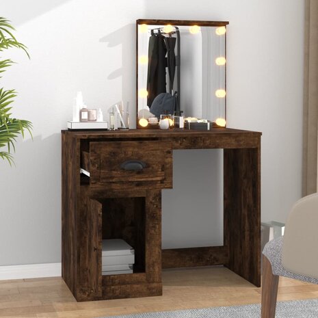 Kaptafel met LED 90x50x132,5 cm bewerkt hout gerookt eikenkleur 3