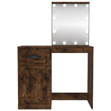 Kaptafel met LED 90x50x132,5 cm bewerkt hout gerookt eikenkleur 6