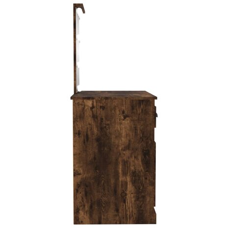Kaptafel met LED 90x50x132,5 cm bewerkt hout gerookt eikenkleur 8