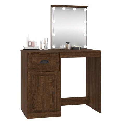 Kaptafel met LED 90x50x132,5 cm bewerkt hout bruin eikenkleur 4
