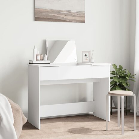 Kaptafel met spiegel 100x45x76 cm wit 3