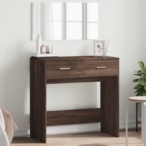 Kaptafel met spiegel 80x39x80 cm bruin eikenkleur 1