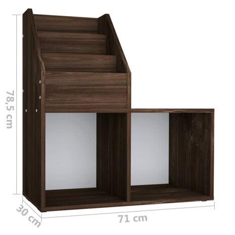 Kindertijdschriftenrek 71x30x78,5 cm bewerkt hout gerookt eiken 7