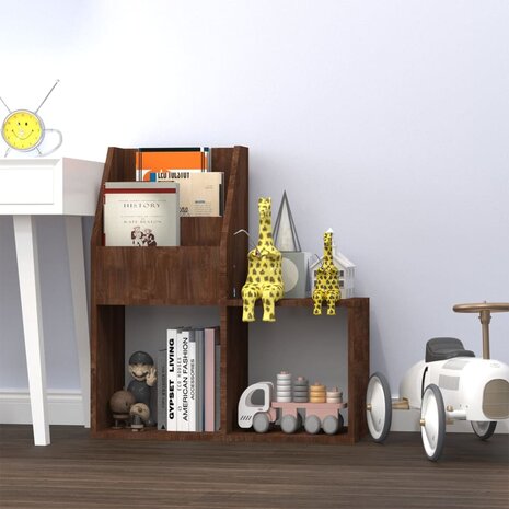 Kindertijdschriftenrek 71x30x78,5 cm bewerkt hout bruineiken 1