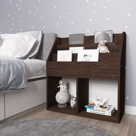 Kindertijdschriftenrek 71x30x78,5 cm bewerkt hout gerookt eiken 1