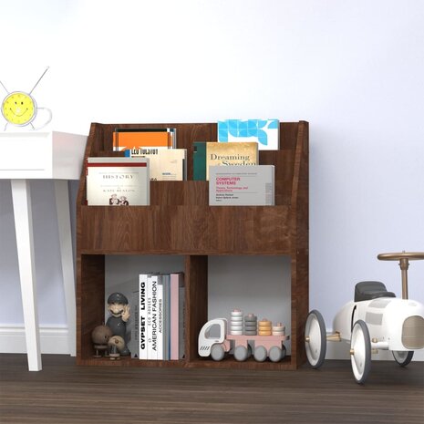 Kindertijdschriftenrek 71x30x78,5 cm bewerkt hout bruineiken 1