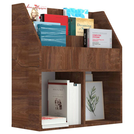 Kindertijdschriftenrek 71x30x78,5 cm bewerkt hout bruineiken 4