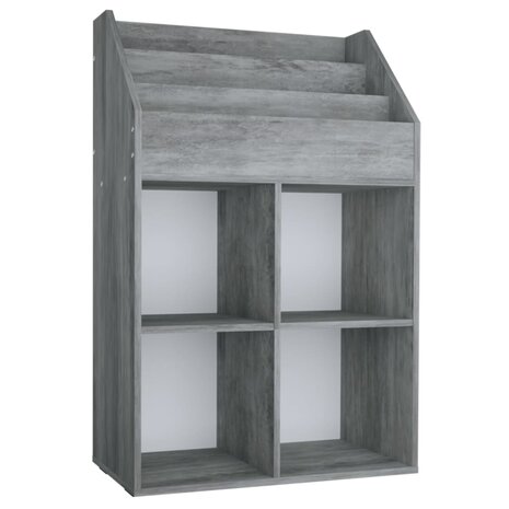 Kindertijdschriftenrek 71x30x114 cm bewerkt hout betongrijs 2