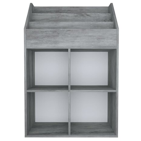 Kindertijdschriftenrek 71x30x114 cm bewerkt hout betongrijs 3